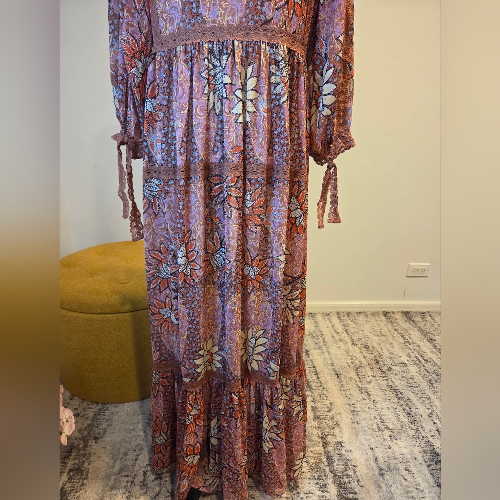 Free People Charlotte Rose Combo Grassland Kimono, Size XS. - Picture 4 of 16